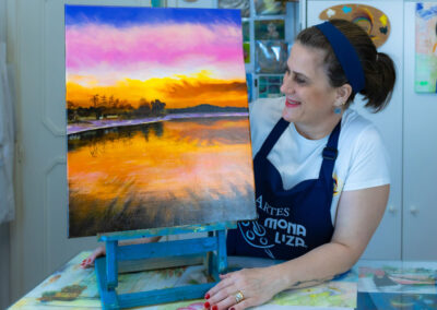 Praia e Pôr do Sol Acrílica