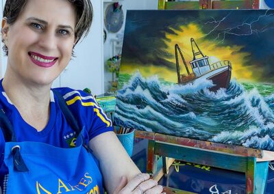 Barco na Tempestade Óleo