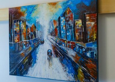 Cidade Noturna Acrílica Espátula